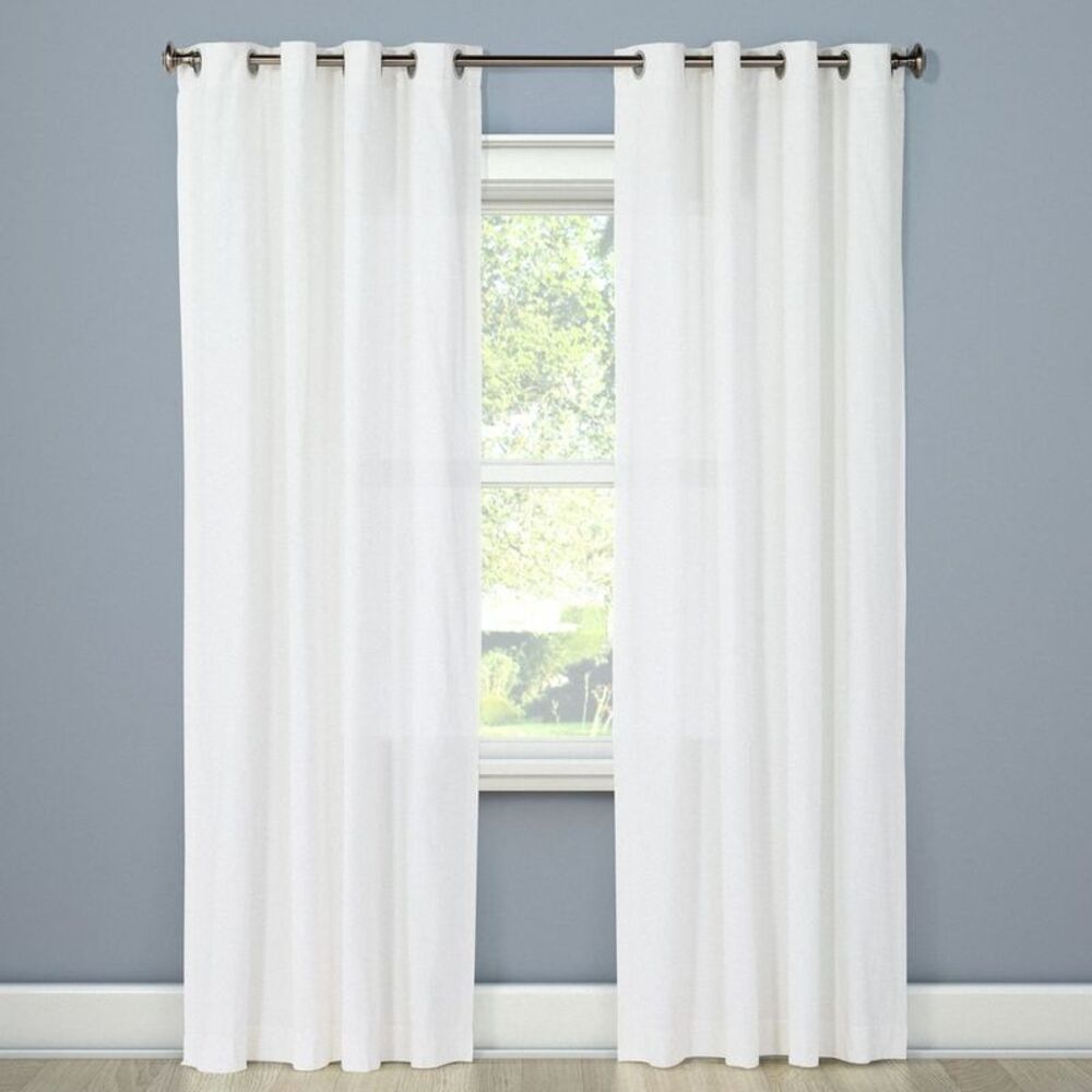 54"x84" Light Filtering Solid Window Curtain Panel Natural White - Threshold